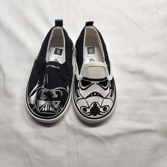 GAP Other - Star Wars Gap Black & White Slip On Sneakers Size 5 Storm Trooper Darth Vader